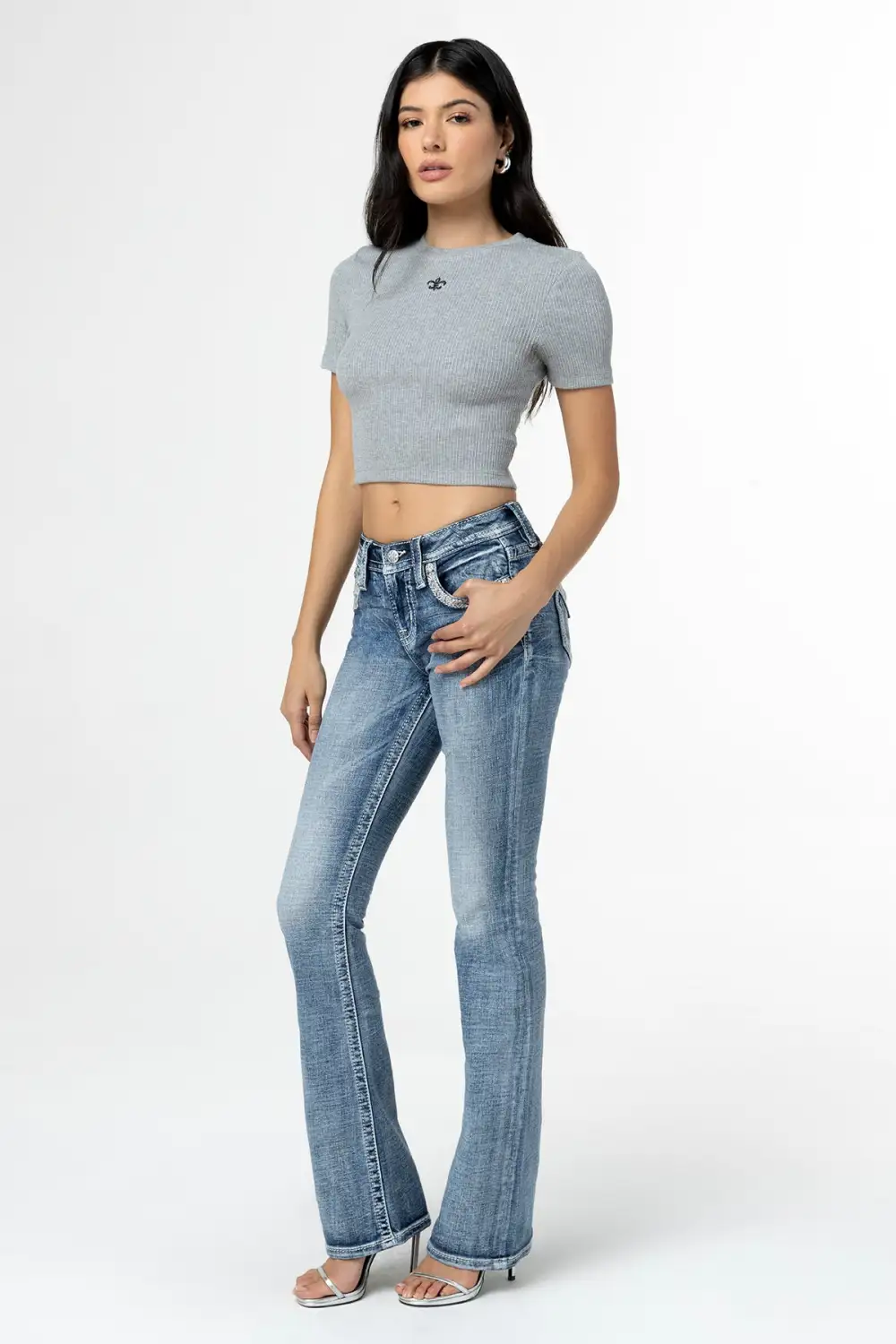Sparkling Geo Stitch Bootcut Jeans
