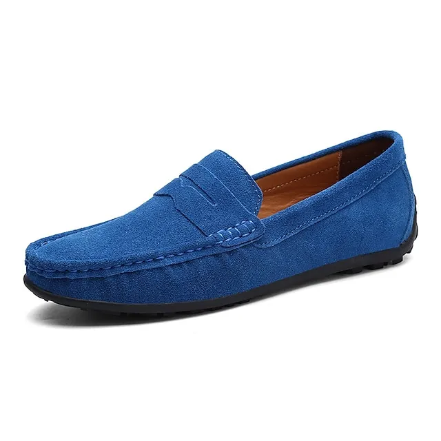Men's Loafers & Slip-Ons Suede Shoes Comfort Shoes Driving Loafers Casual Outdoor Daily Suede Black Navy Blue Khaki Spring Summer