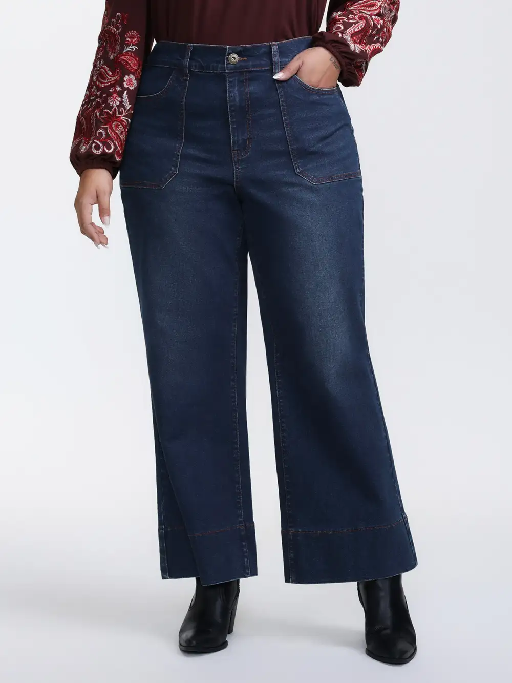 Flared Hem Easy-Fit Jeans
