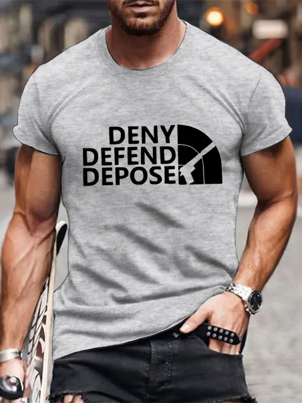 Men'S Deny Defend Depose Short Sleeve Round Neck Pure Cotton T-Shirt