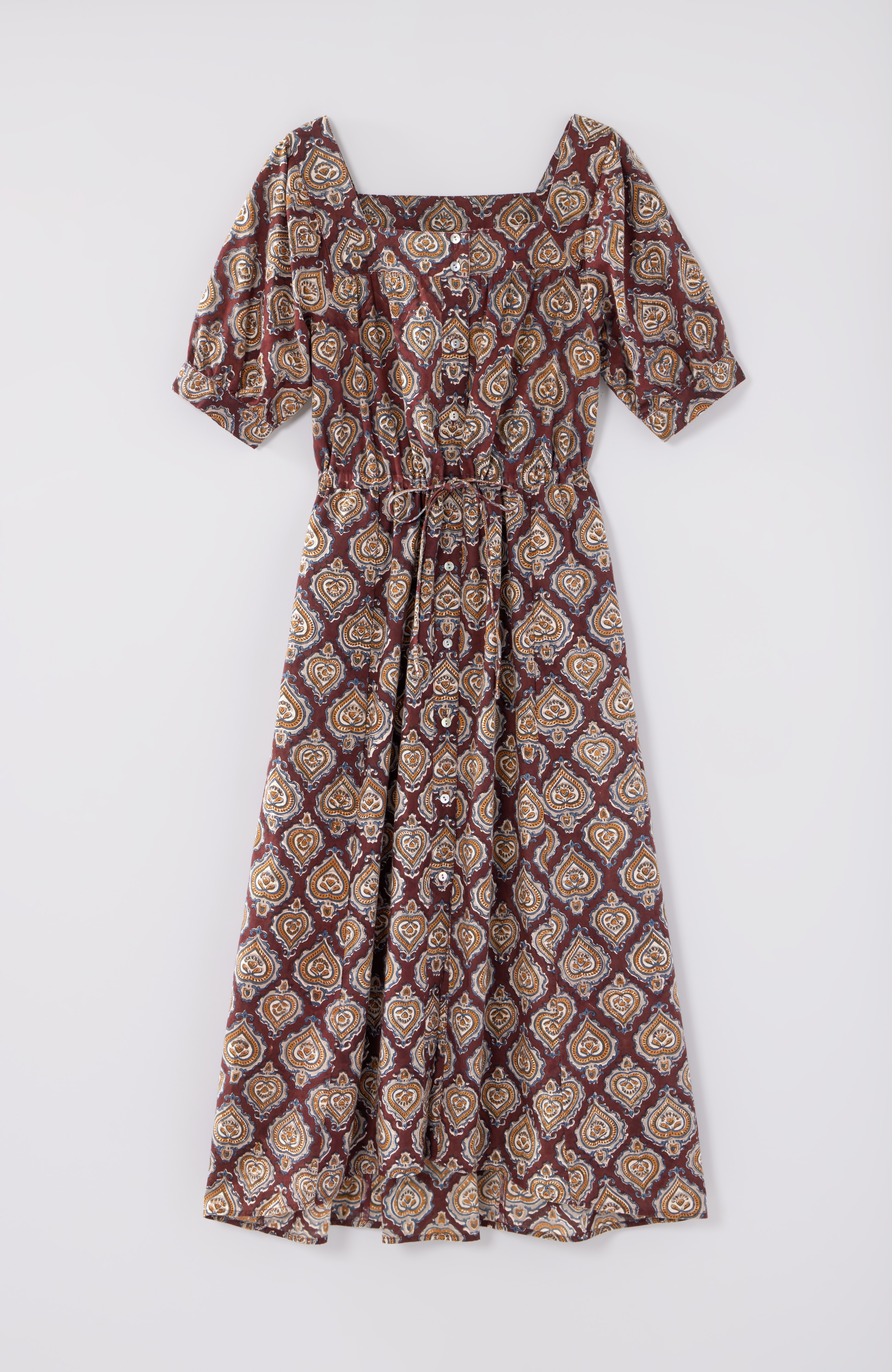 Pure Jill Block-Printed Square-Neck Dress