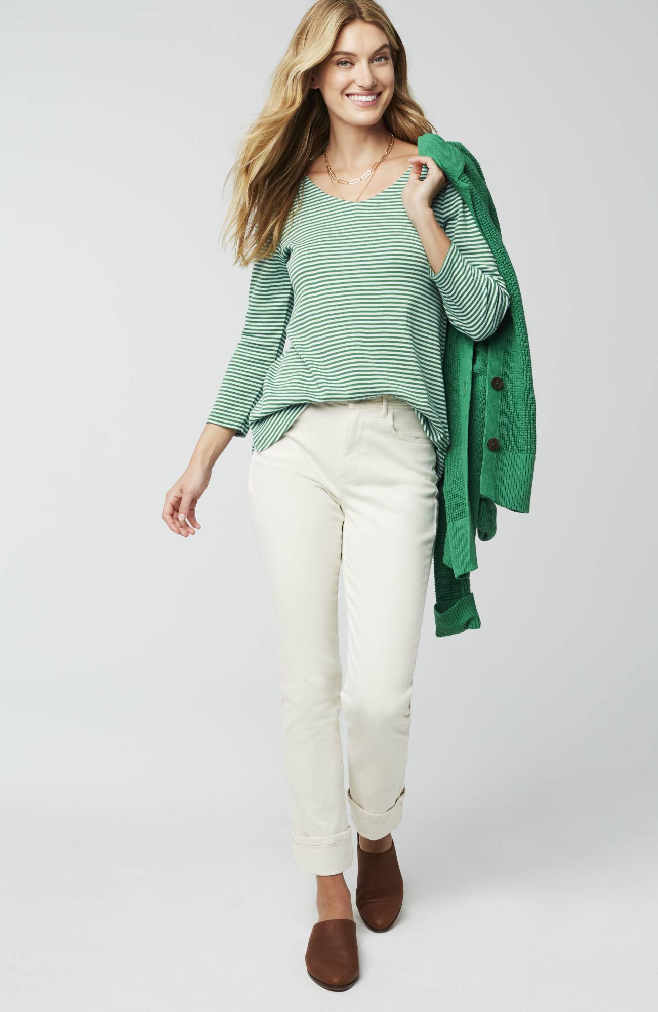 pima 3/4-sleeve v-neck tee