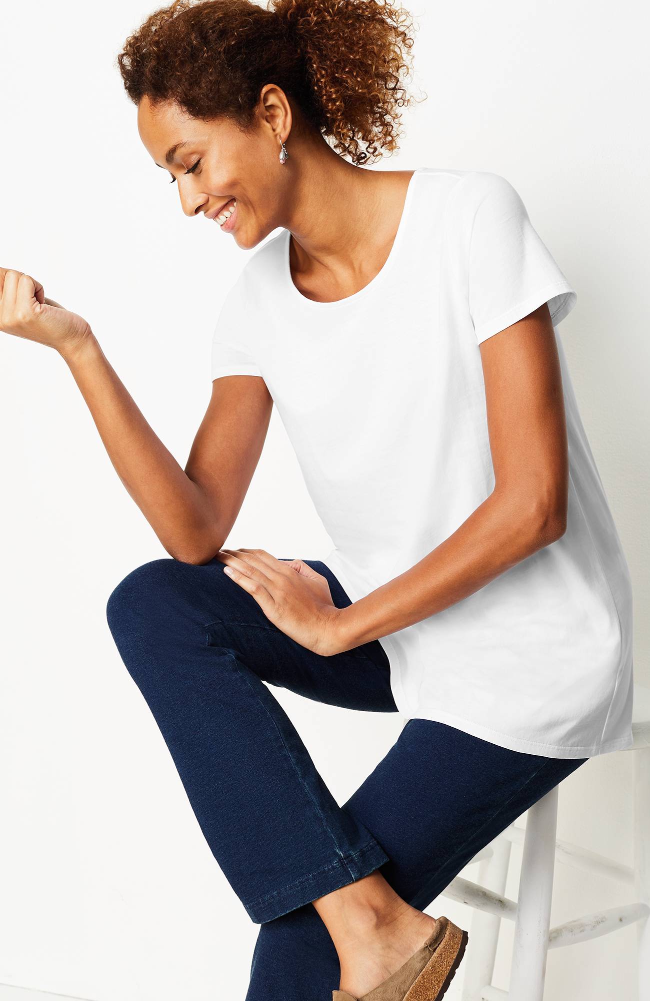 pure jill scoop-neck elliptical tee