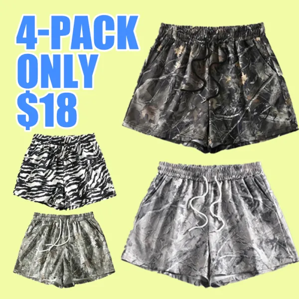 Women's Plain & Camo Print Casual Summer Shorts with Pockets