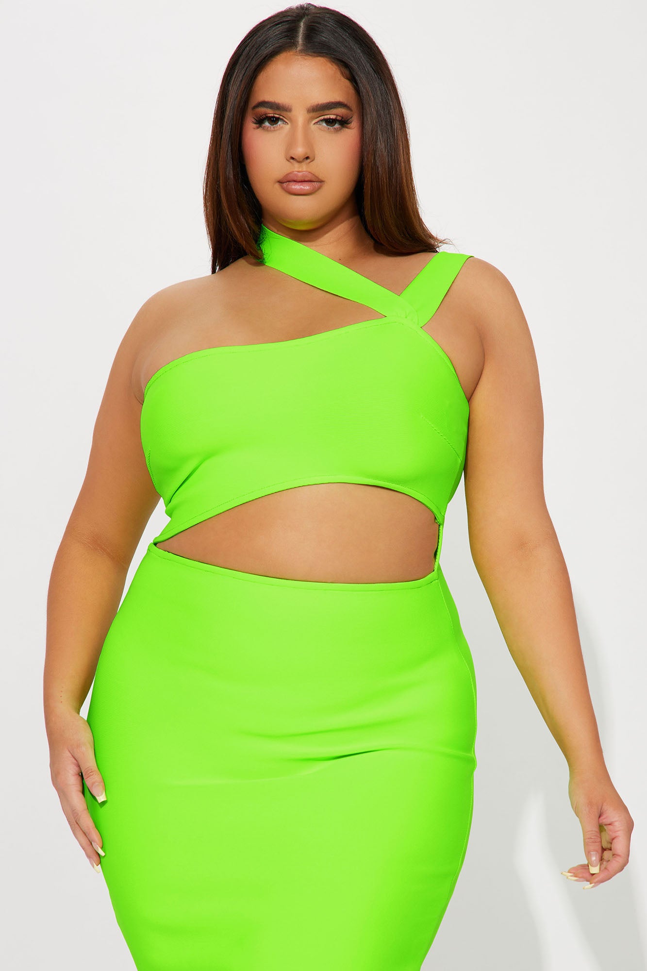 Evangeline Bandage Midi Dress - Lime