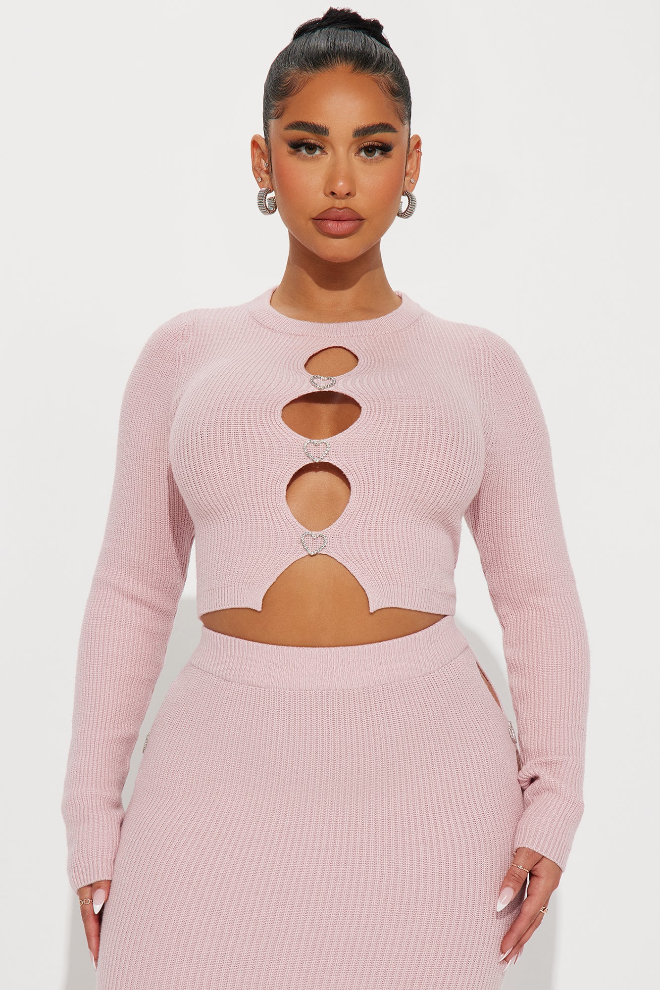 Oh So Tempting Sweater Skirt Set - Pink