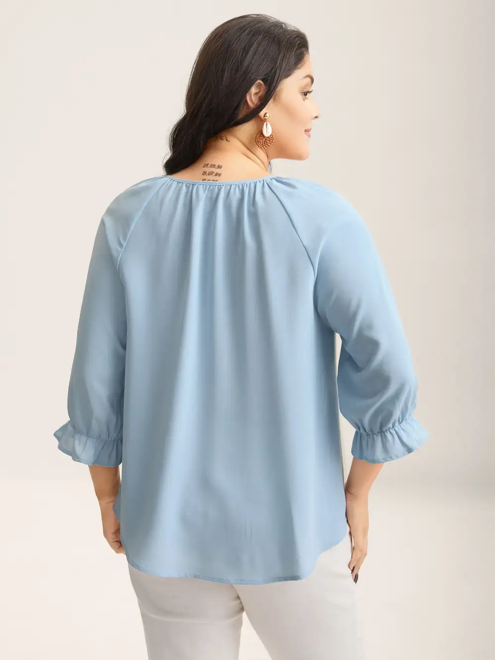 Boho Print Neck Tassels Shirt