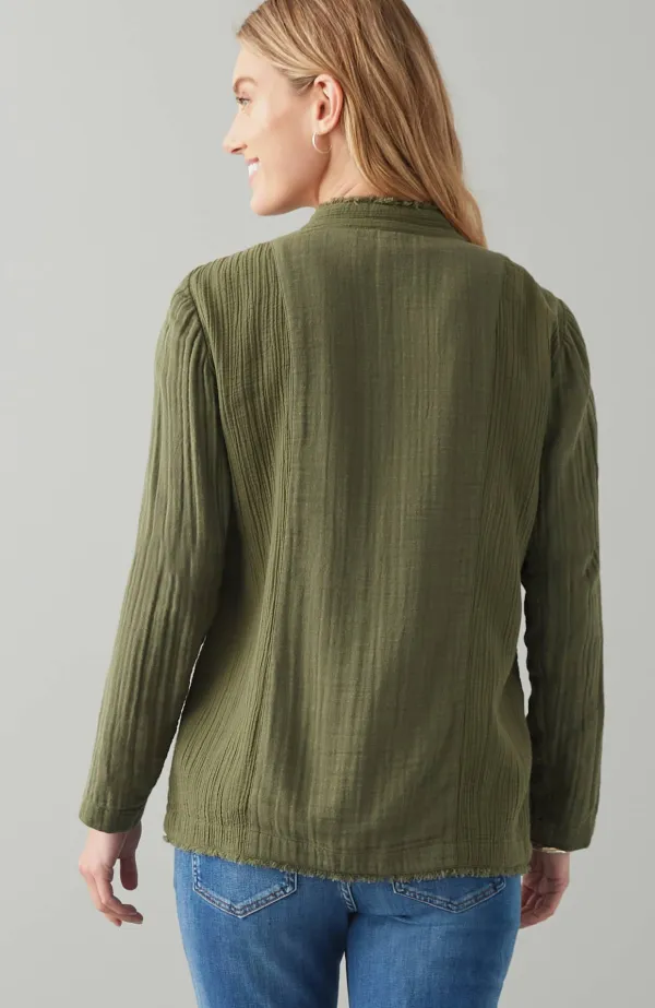 Cotton-Gauze Fringe Jacket
