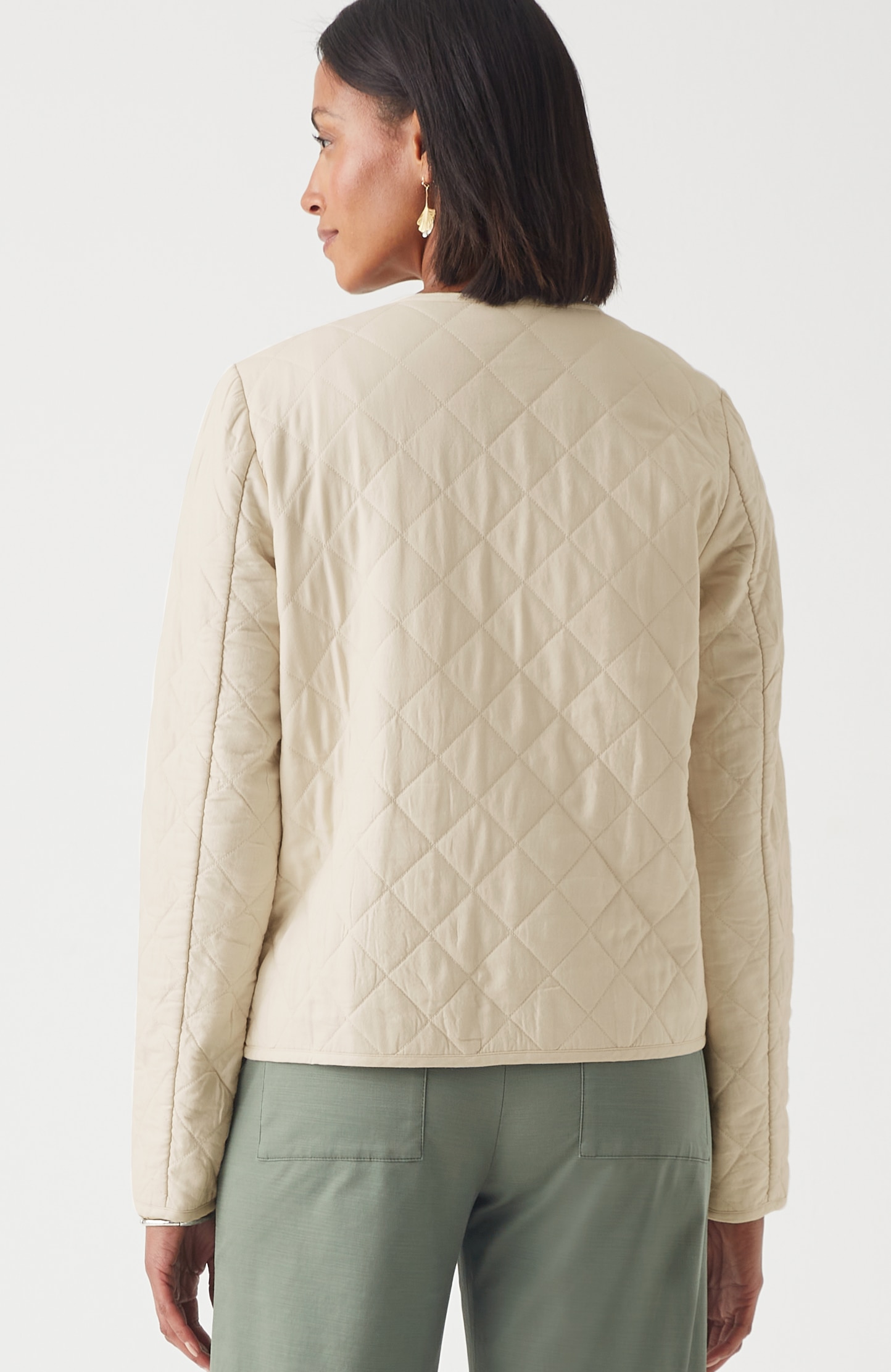 Diamond-Quilted Curved-Hem Jacket