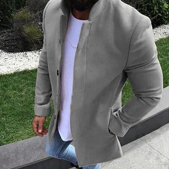 Fashion Lapel Collar Plain Slim Coat