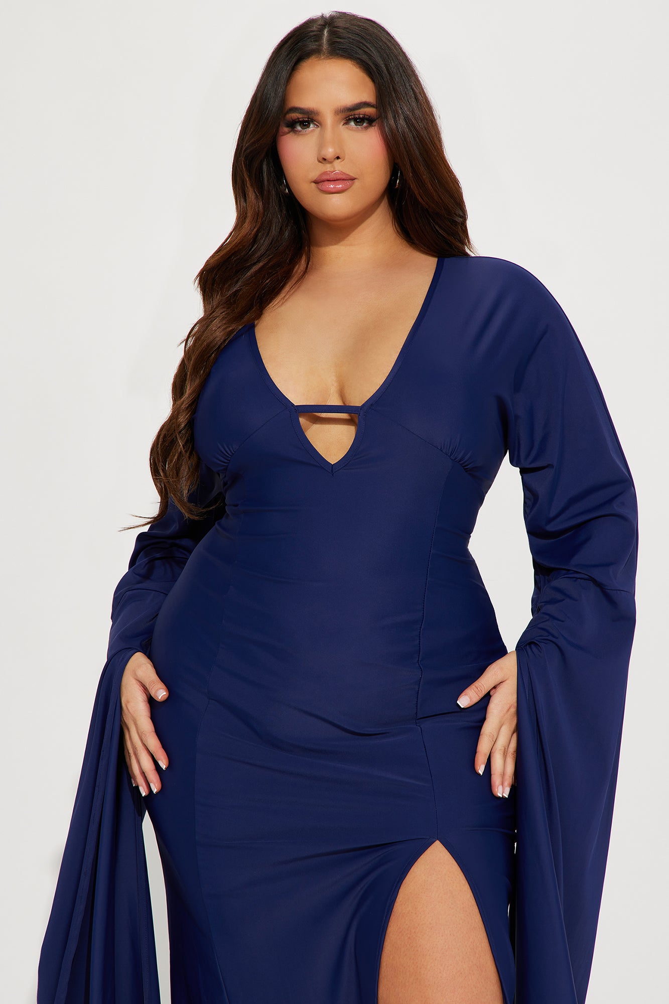 Shanghai Long Sleeve Maxi Dress - Navy