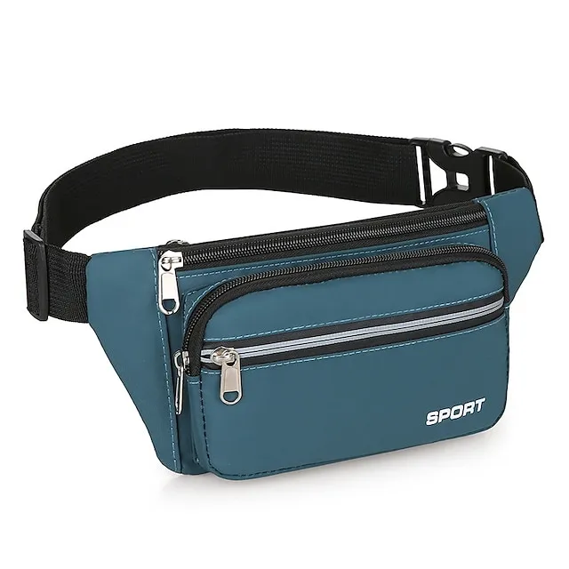 Men's Crossbody Bag Shoulder Bag Belt Bag Nylon Outdoor Holiday Zipper Large Capacity Lightweight Durable Solid Color Four Pockets - Lake Blue Four Pockets - Gray Four Pockets - Red