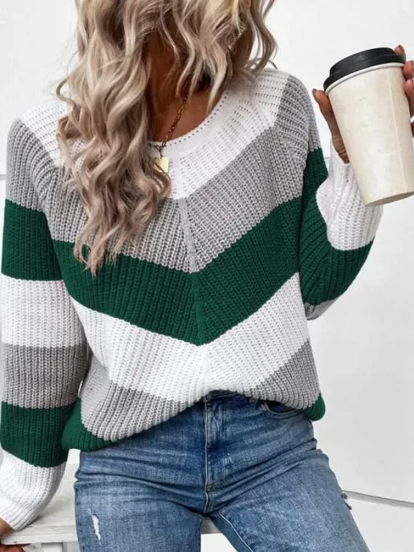 Colorblock Raglan Sleeve Sweater