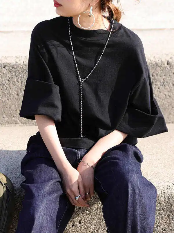 Original Solid Color Casual Flared Sleeve Loose T-Shirts