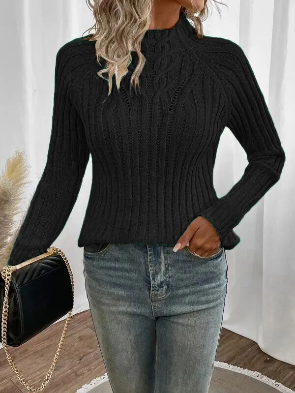 Raglan Sleeve Cable Knit Sweater