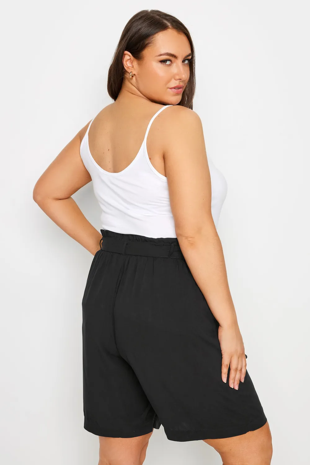 YOURS Curve Black Paperbag Shorts
