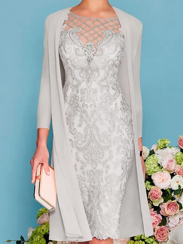 Women‘s Lace Dress Dress Set Midi Dress Pink Yellow Light Green Light gray Light Blue White 3/4 Length Sleeve Floral Pure Color Lace Summer Spring Crew Neck Elegant Classic Party 2023 S M L XL XXL 3XL
