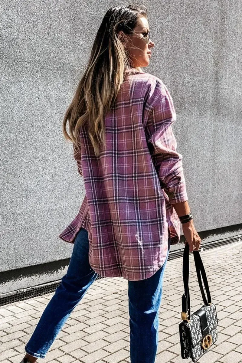 LOOSE FIT PLAID BIG BUTTONED JACKET