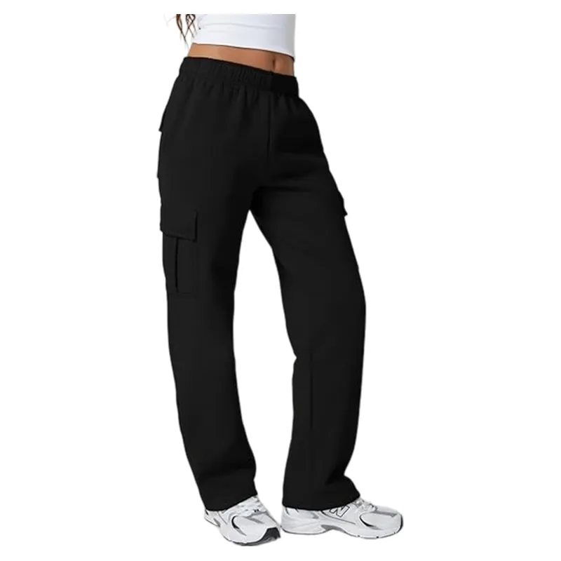 Womens Baggy Elastic Waist Sweatpants Casual Fleece Long Pants