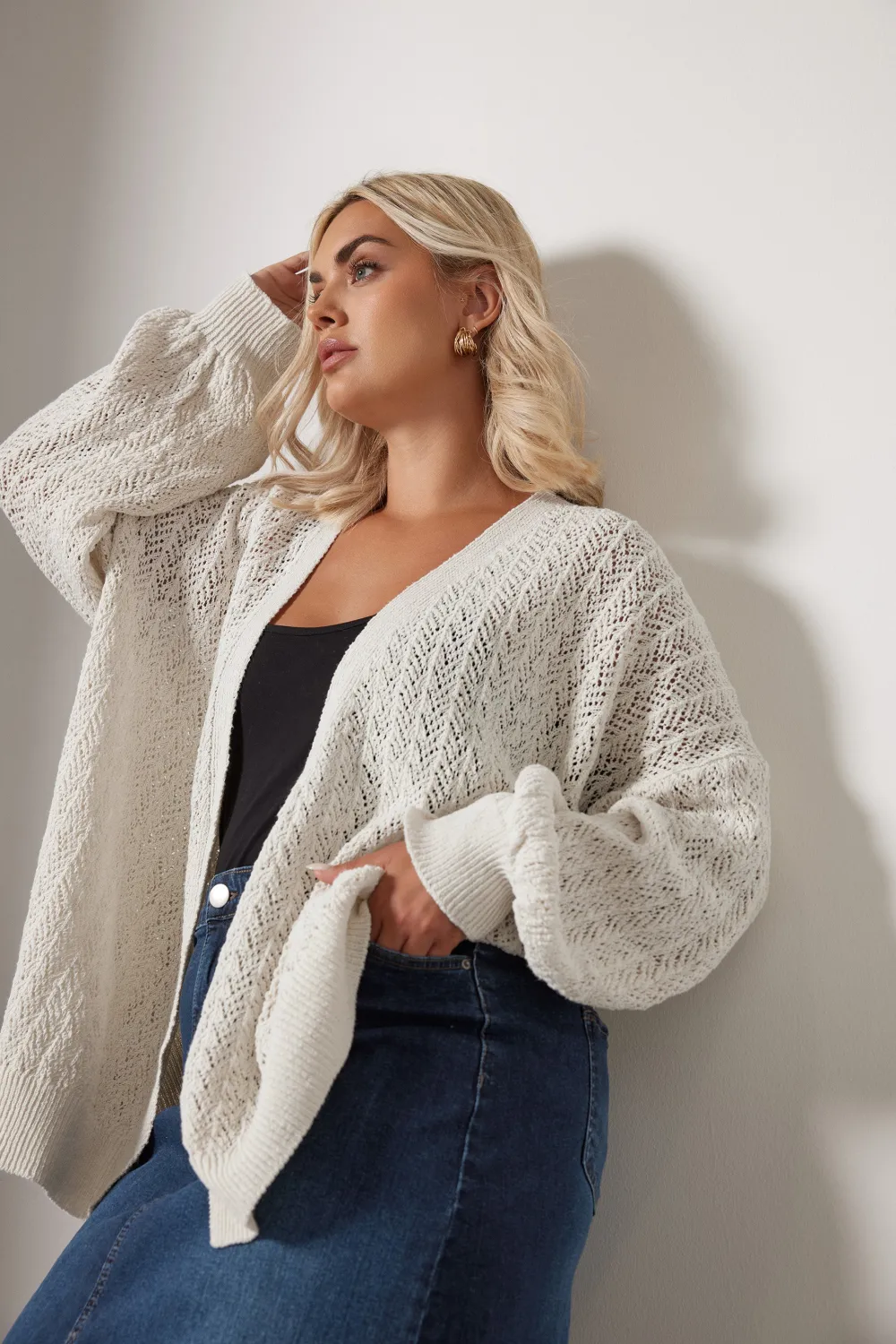 YOURS Curve Pink Pointelle Cardigan
