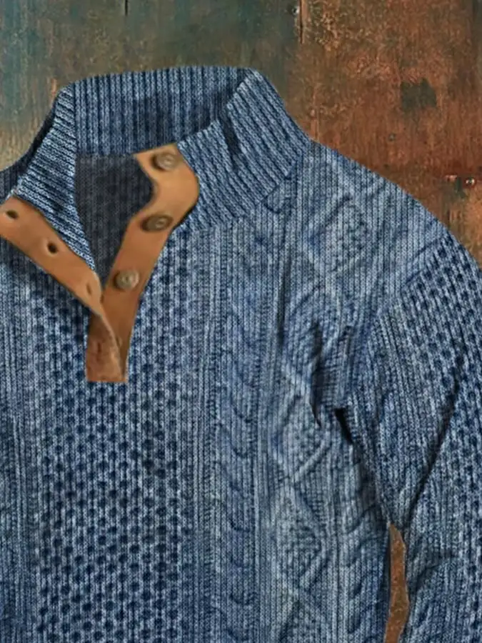 Men'S Casual Retro Print Long-Sleeved Sweatshirt