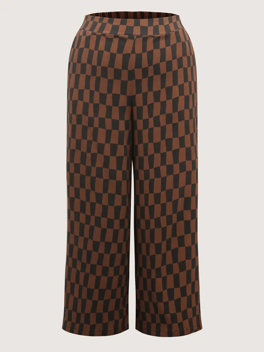 Checkered Print Wide-Leg Pants