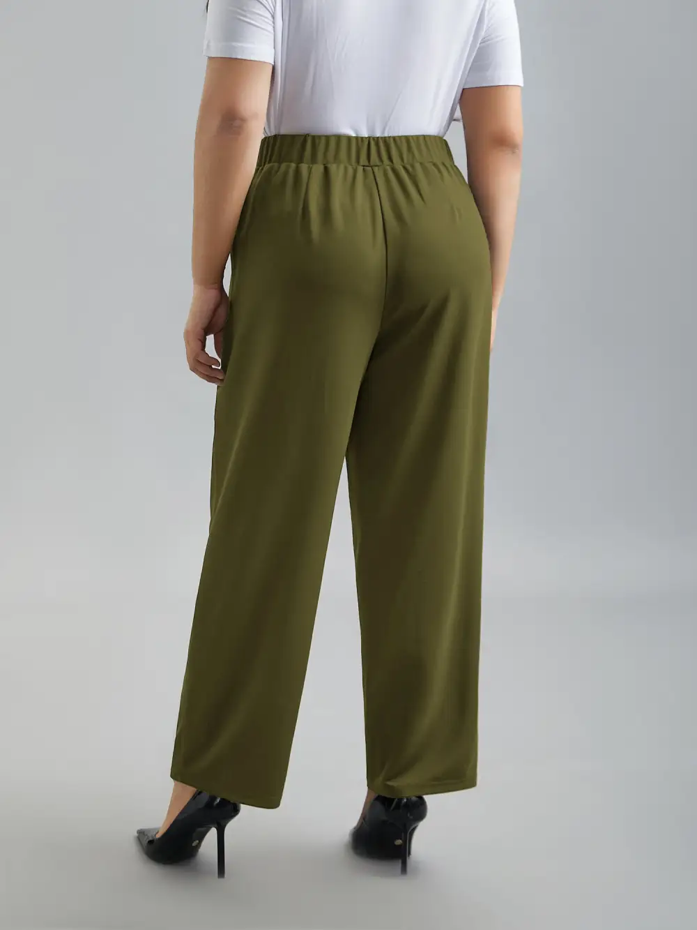 Stretchy-Waist Straight Leg Pants