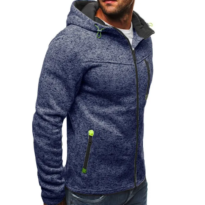 Men's Sports And Leisure Plus Fleece Hooded Cardigan Jacket