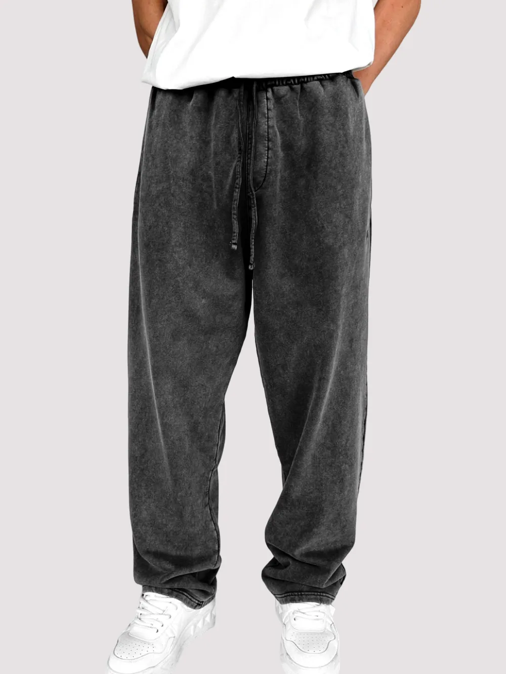 Men's Vintage Washed Texture Fashionable Comfortable Drawstring Trousers