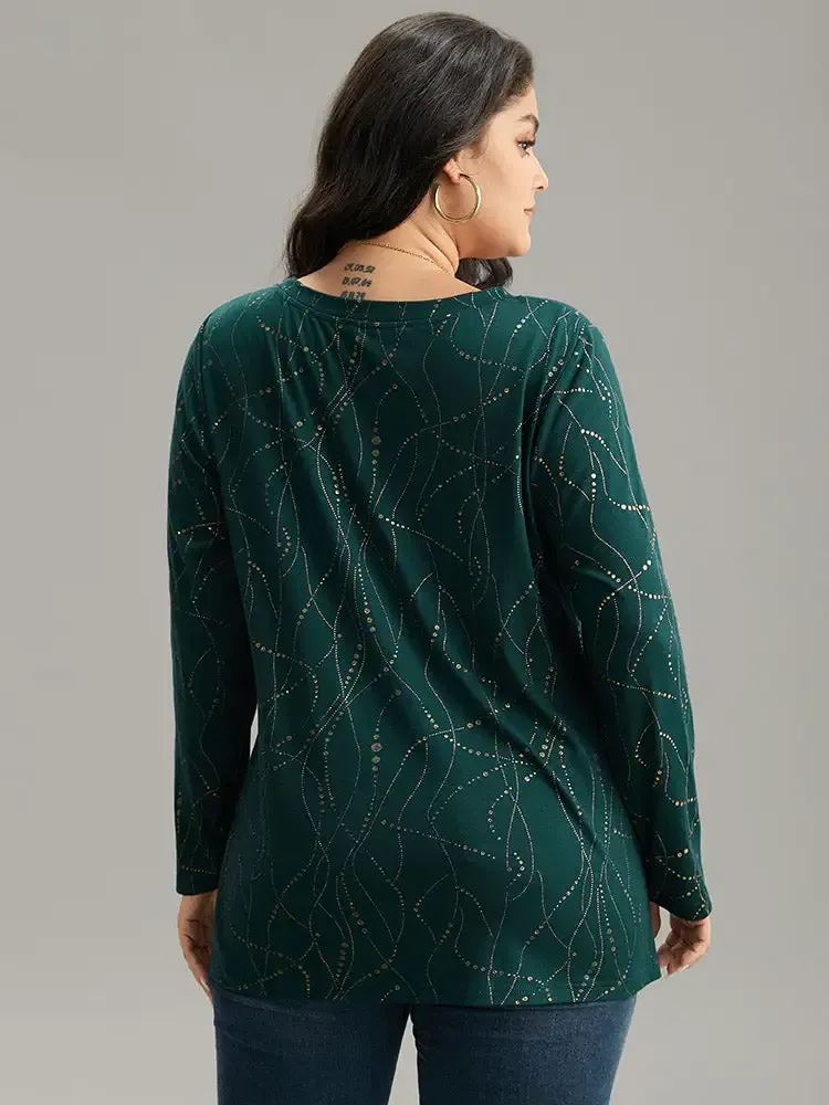 Polka Dot Contrast Round Neck T-Shirt