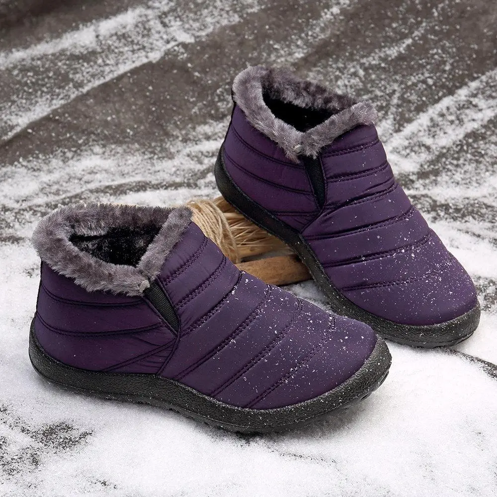 Warm Lining Casual Winter Waterproof Slip On Ankle Snow Boots