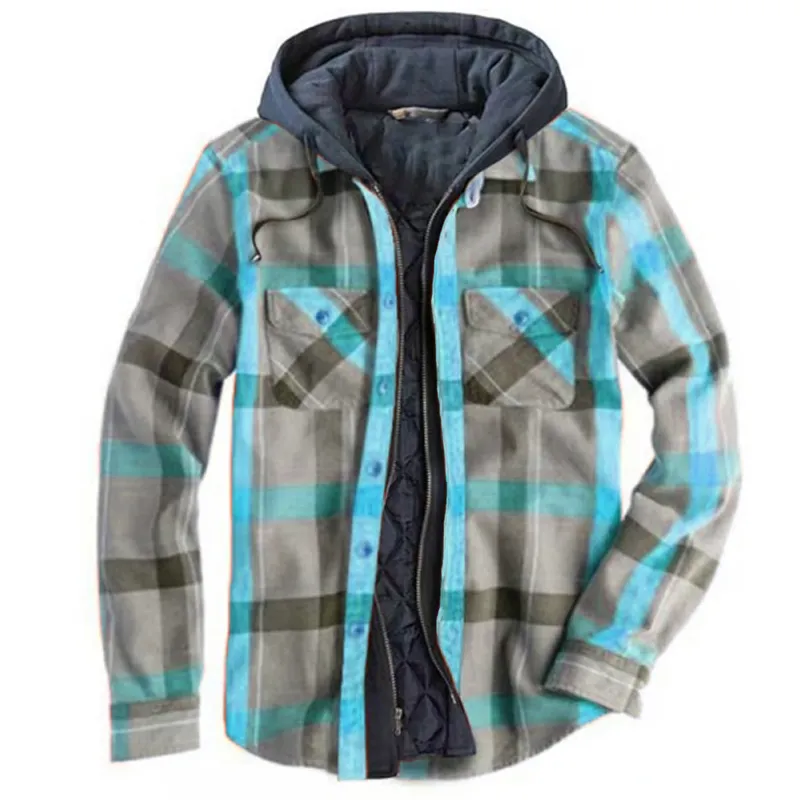 Mens Winter Plaid Thick Casual Jacket
