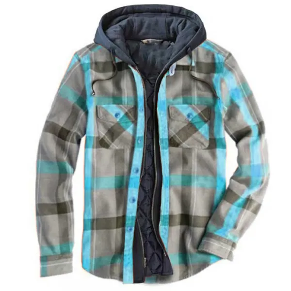 Mens Winter Plaid Thick Casual Jacket