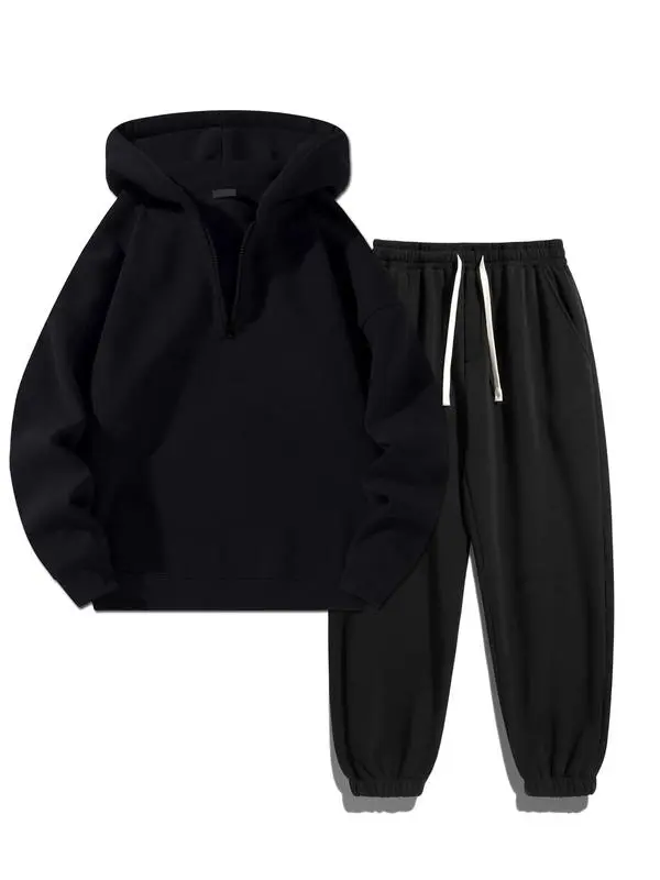 Men's 2-Piece Solid Zipper Hoodie & Sweatpants Set