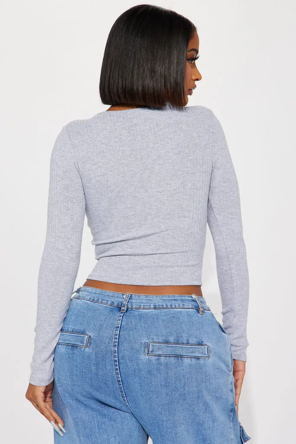 Emelia Ribbed Top - Heather Grey