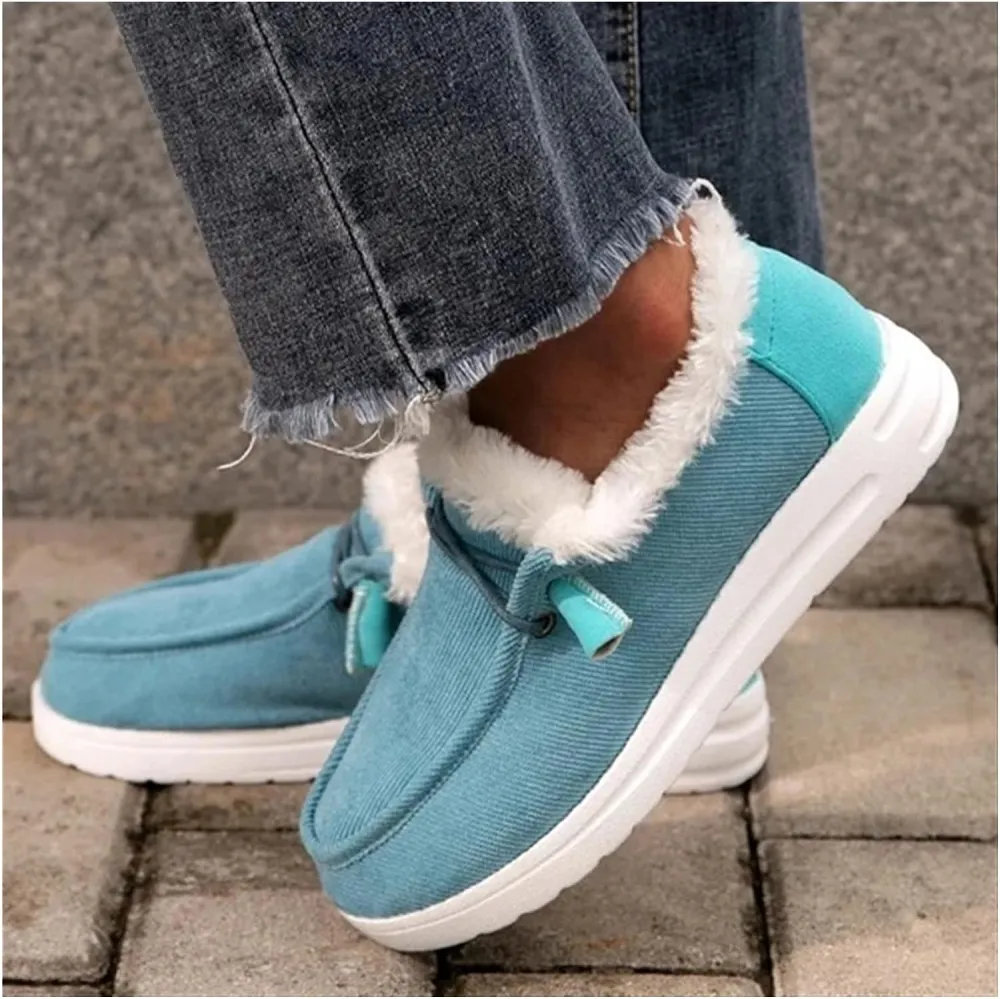 Women's Winter Warm Wendy Shoes Fleece Lined Boat Shoe Slip On Comfort Shoes,Womens Lace Up Loafers Flats Shoes (Come With Christmas socks) (Color : E, Size : EU/CN 42)