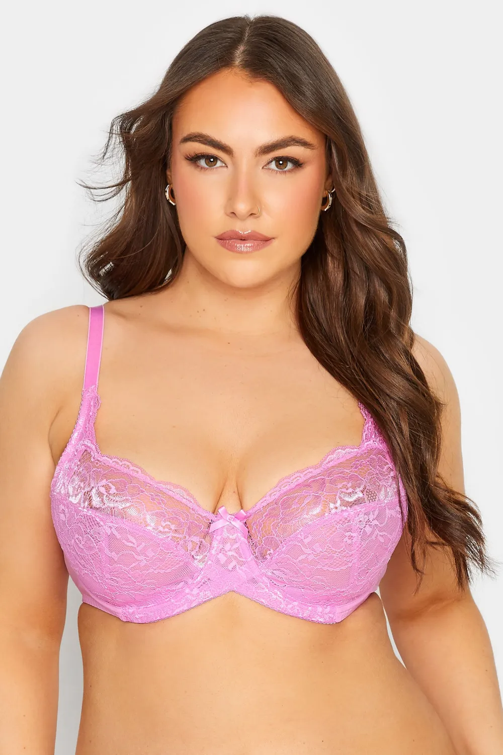 YOURS Black Stretch Lace Non-Padded Underwired Balcony Bra