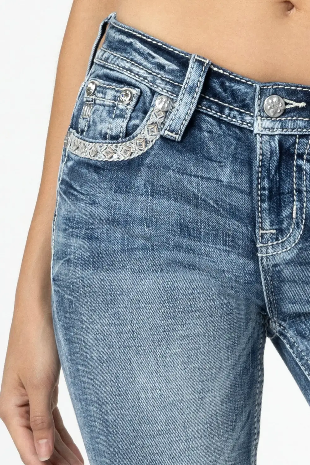 Sparkling Geo Stitch Bootcut Jeans