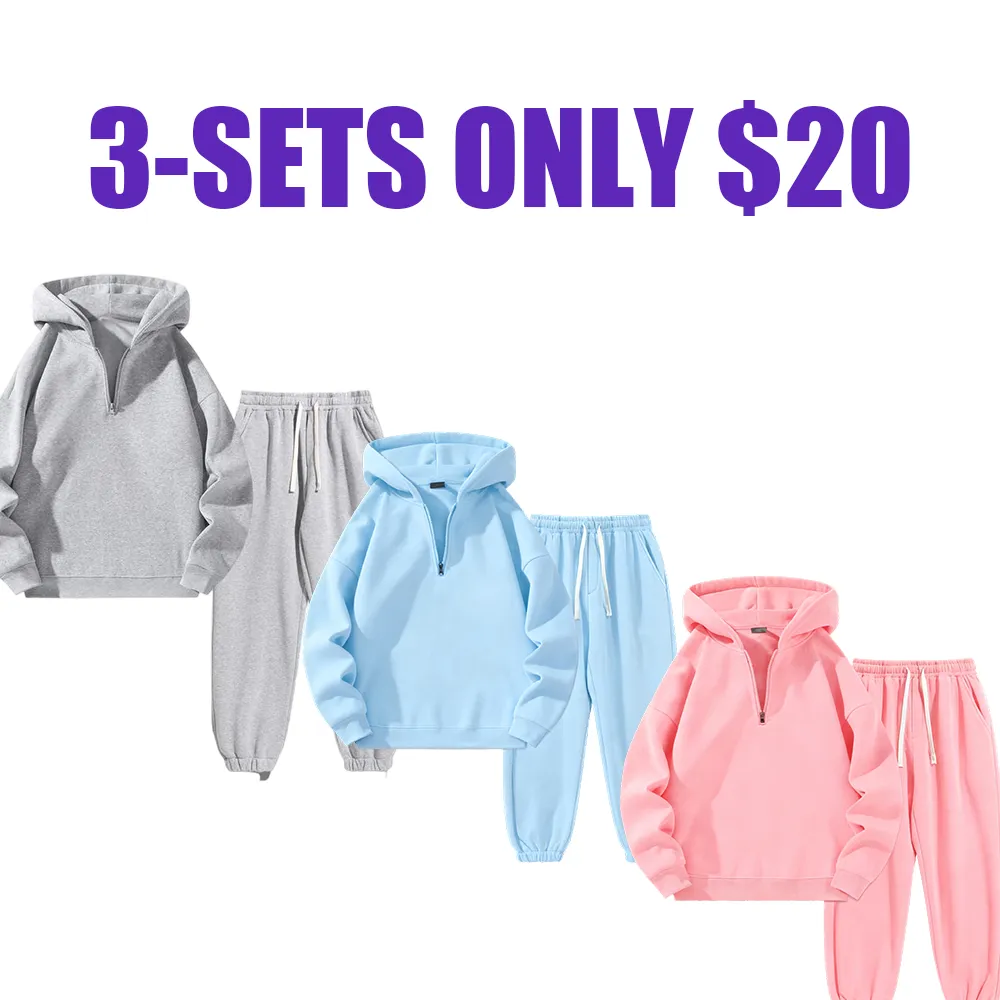 Men's 2-Piece Solid Zipper Hoodie & Sweatpants Set