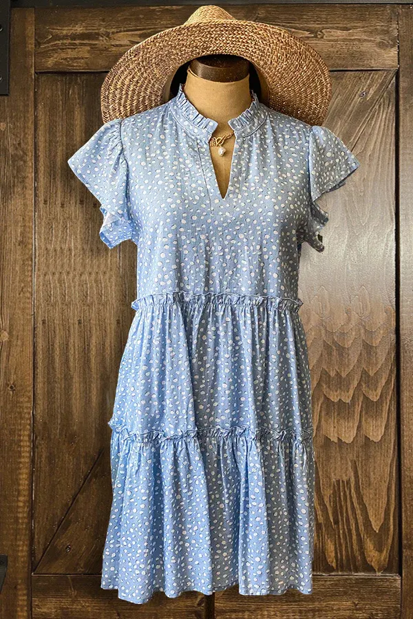 Elegant Polka Dot Print Pleated Dress