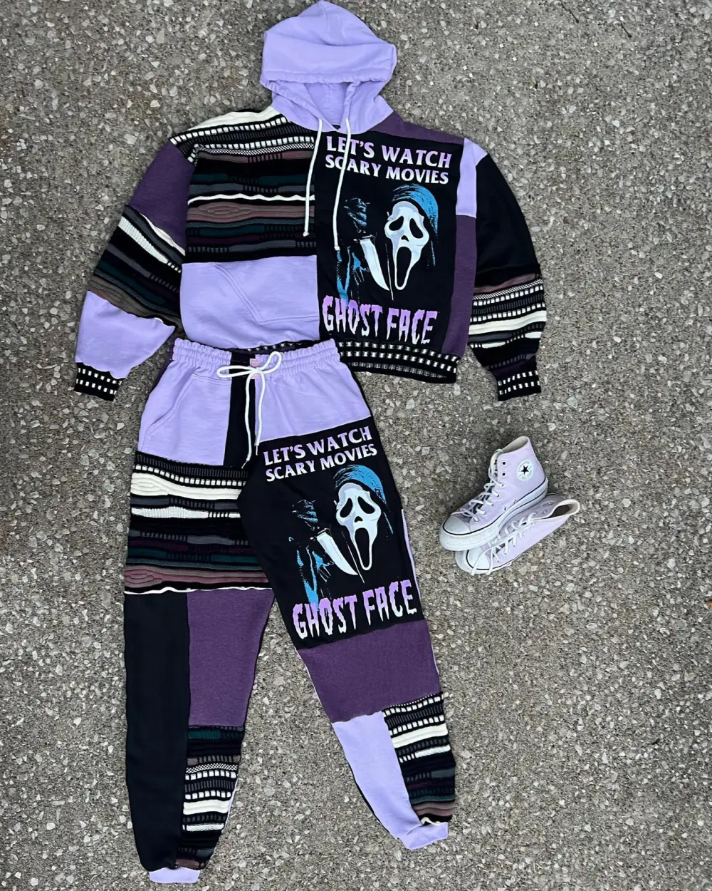 Purple 2 piece set tops and bottoms how perfect and cozy piece for your Halloween day