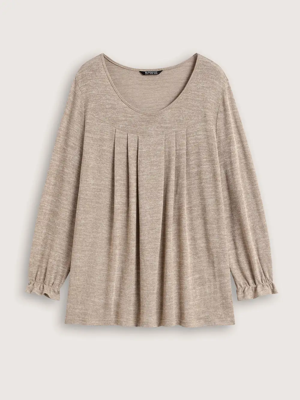 Round Neck Heather Pleated T-shirt