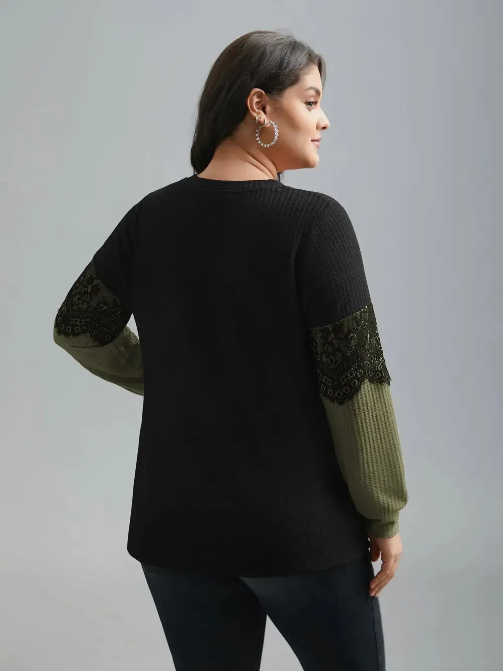 Crochet Lace Mesh Contrast Patchwork Top