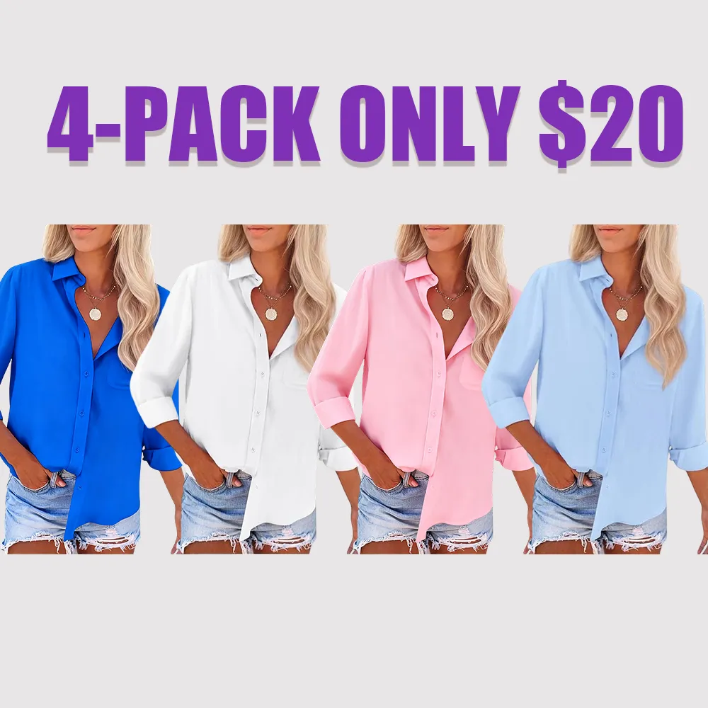 Women's Wrinkle-Free Long-Sleeve Button-Down Work Shirt(Wrinkle-Free, Long-Sleeve, Pocket)