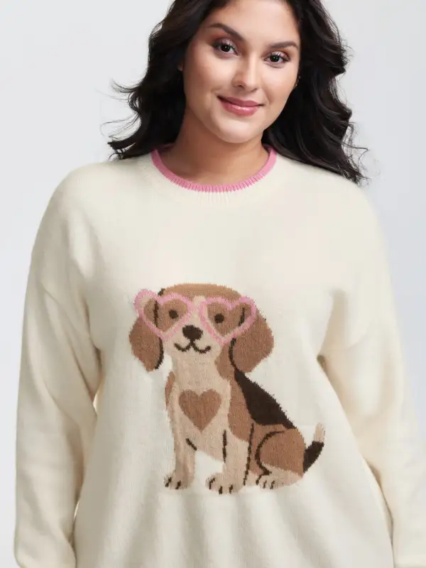 Cute Pet Pattern Jacquard Pullover