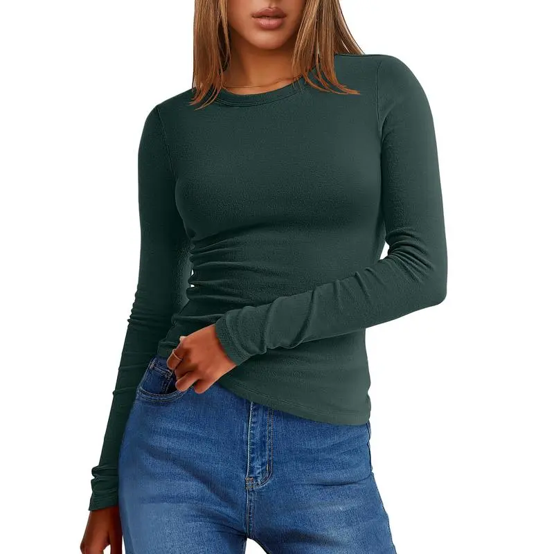 2025 Women's Long-Sleeve Thermal Tee: Crewneck, Slim Fit, Warm (Fall/Winter Basic)