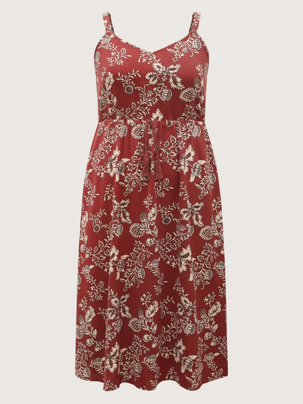 Floral Waist-Tie Pockets Midi Dress