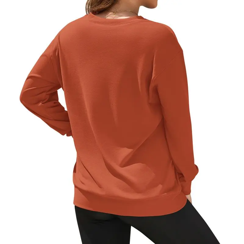 Women's Hoodless V-neck Sweatshirt With Kangaroo Pocket Fleece Longsleeve Oversized Casual Style Shirt