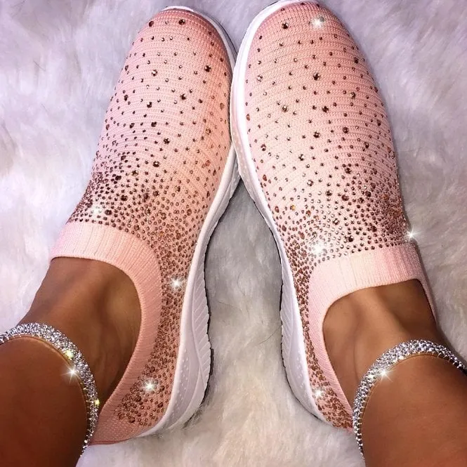 Women's Crystal Breathable SlipOn Walking Shoes