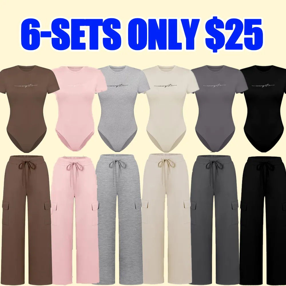 Women's Letter Print Bodysuit & Drawstring Pants Set – Casual Y2K Matching Outfit